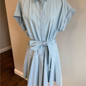 Ralph Lauren Blue Buttoned Tie Front Mini Dress